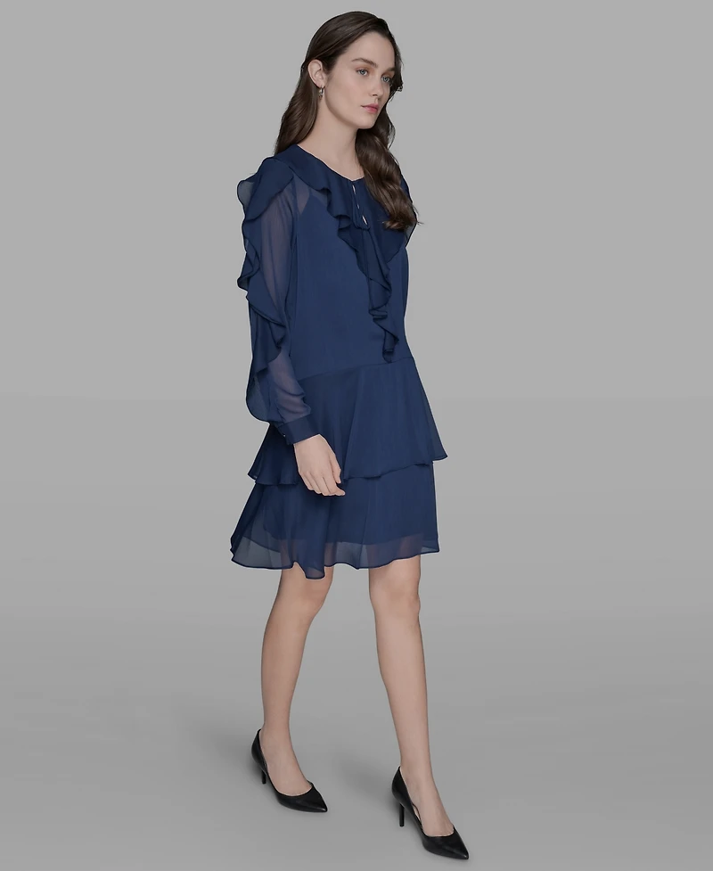 Karl Lagerfeld Paris Women's Layered Ruffle Dress