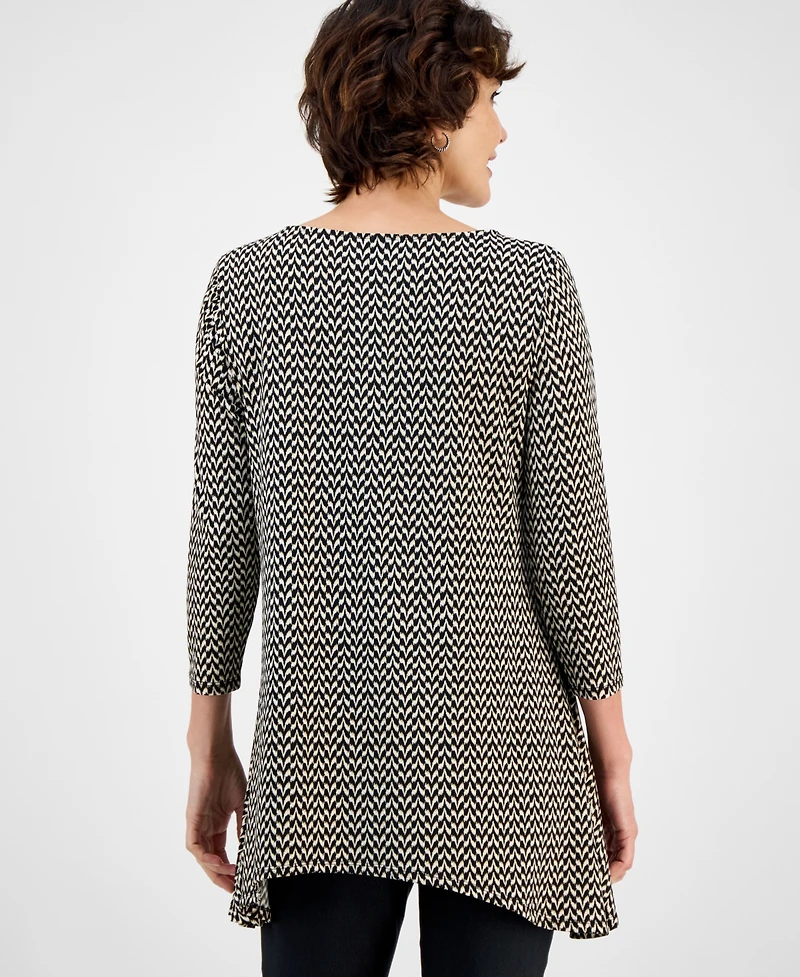 Jm Collection Women's Printed 3/4-Sleeve Knit Top, Exclusively at Macy's