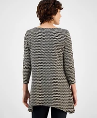 Jm Collection Women's Printed 3/4-Sleeve Knit Top, Exclusively at Macy's