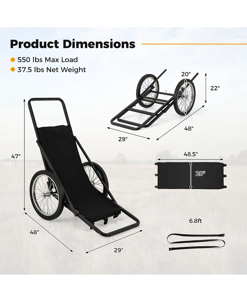 Akiudex Folding Game Cart with 20 Inch Wheels and 550 lb Capacity