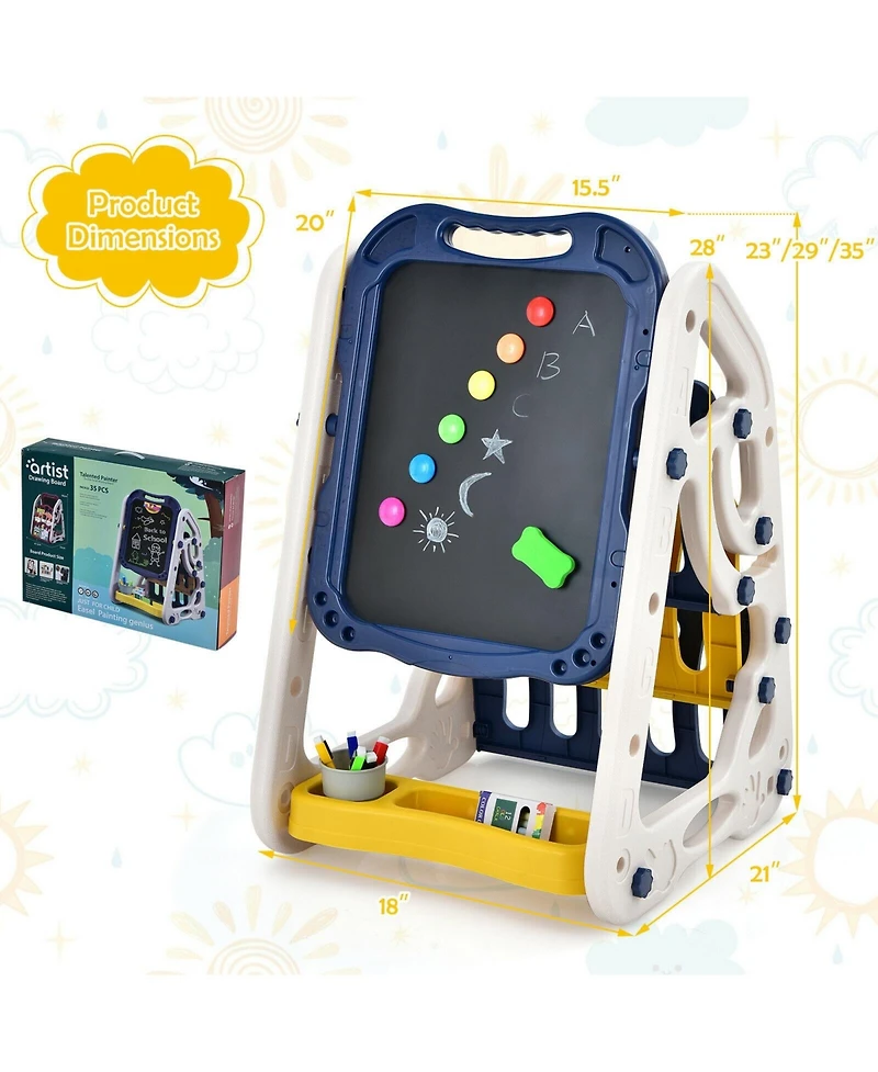 3-in-1 Kids Art Easel Double-Sided Tabletop with Art Accessories