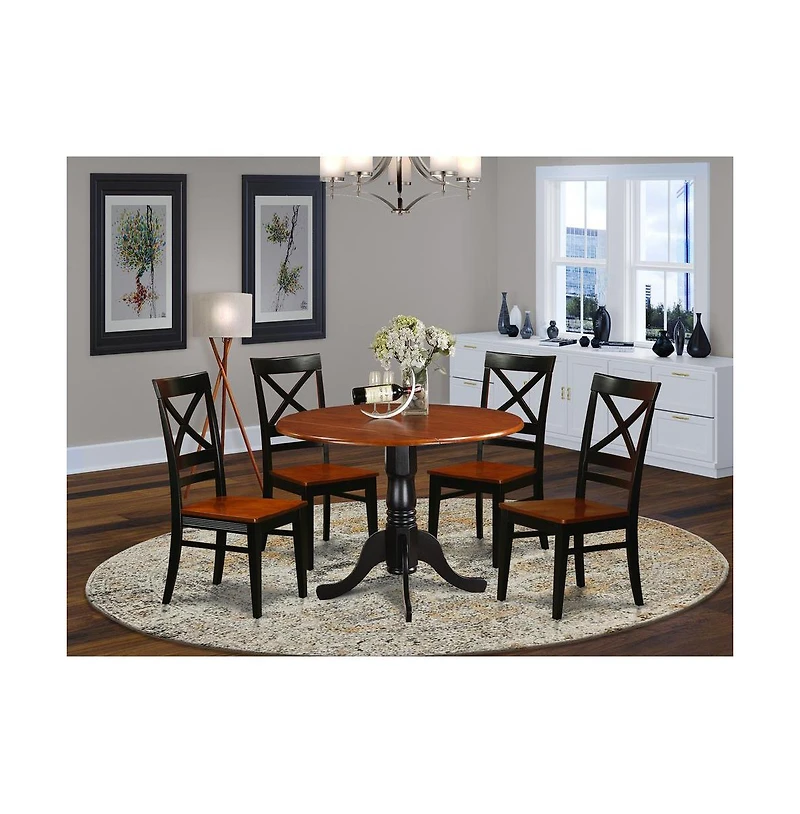 East West Furniture 5 Pc Kitchen Table set-Dining Table and 4 Wooden Kitchen Chairs