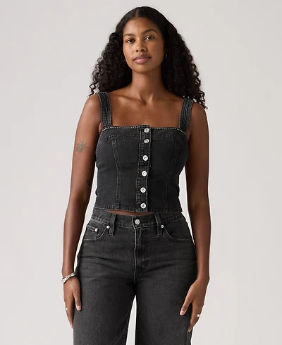 Levi's Women's Cotton Drea Rhinestone Denim Tank Top