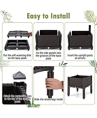 Gymax 4 Pcs Elevated Plastic Raised Garden Bed Planter Kit for Flower Vegetable Grow