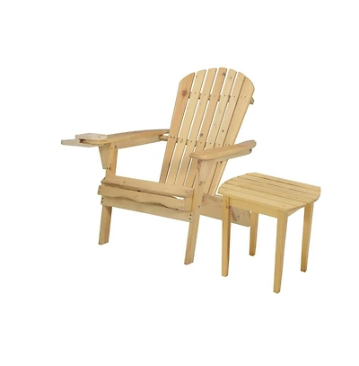 Jiallo Foldable Adirondack Chair With Cup Holder With End Table