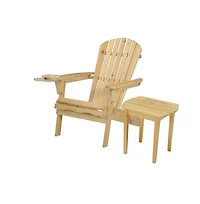 Jiallo Foldable Adirondack Chair With Cup Holder With End Table