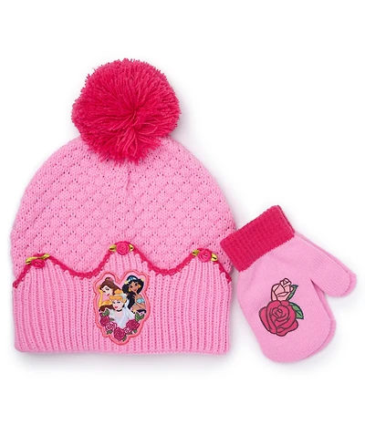 Princess Toddler Girls 2-Piece Princess Beanie and Mitten Set