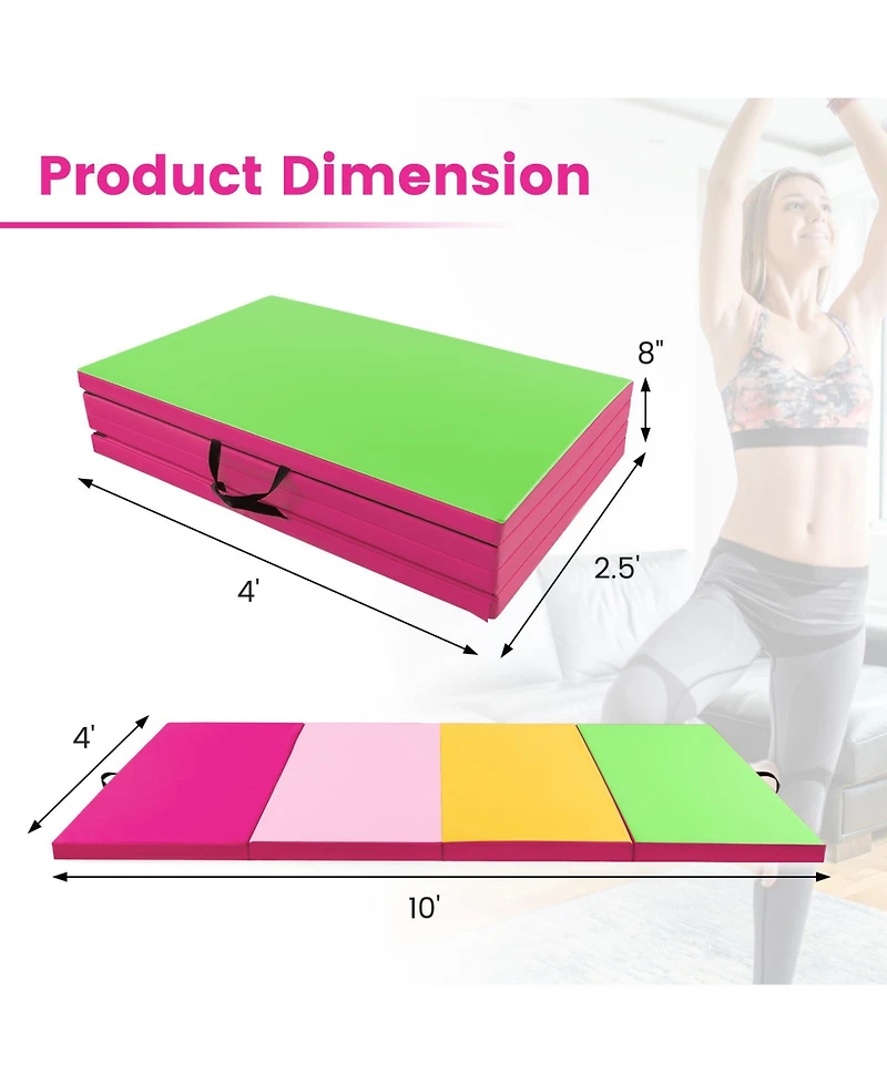 Akiudex 10FT Folding Gymnastics Mat with 2inch Foam Padding and Pu Leather Cover