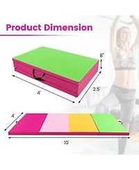 Akiudex 10FT Folding Gymnastics Mat with 2inch Foam Padding and Pu Leather Cover