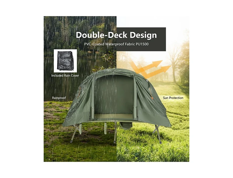 Akiudex 1-Person Camping Tent with Elevated Cot and Carrying Bag