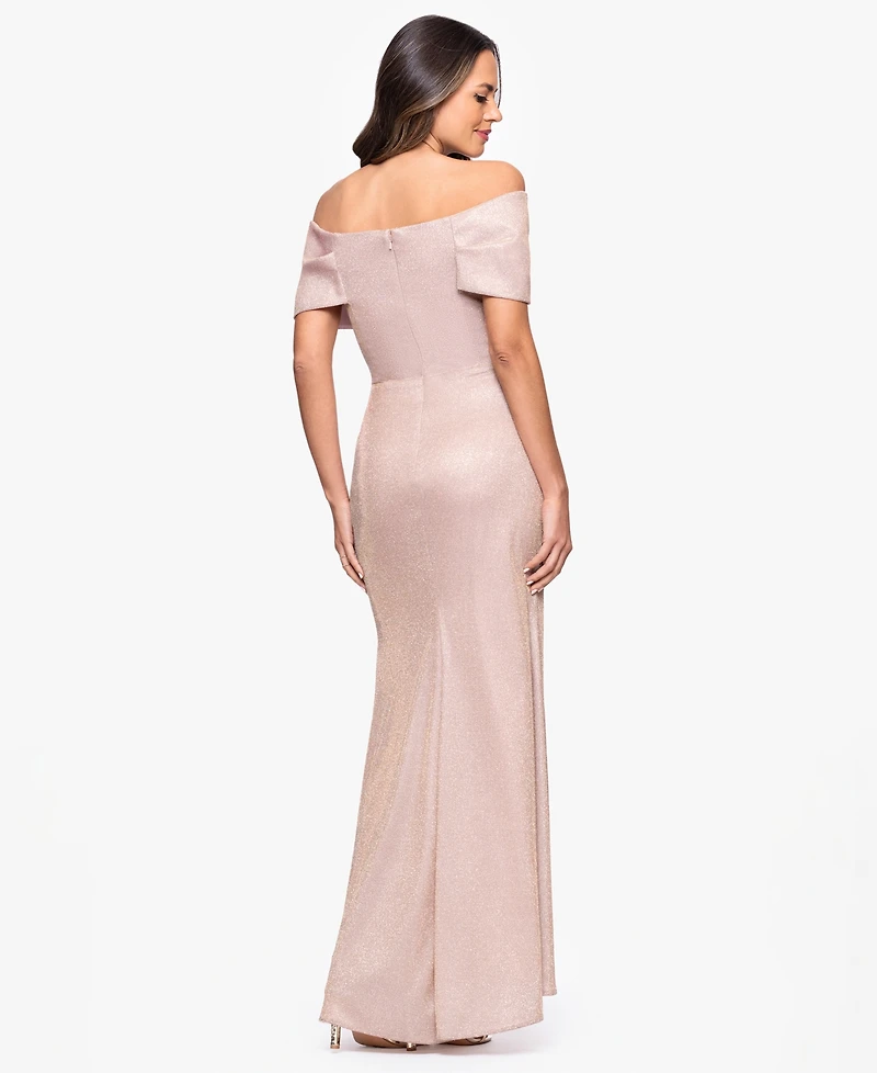 Betsy & Adam Petite Embellished Off-The-Shoulder Dress