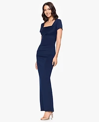 Betsy & Adam Petite Long Sheath Dress with Short Sleeves
