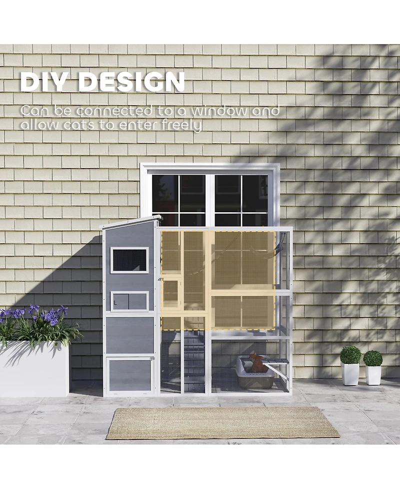 PawHut Large Catio Outdoor Cat Enclosure for 2-3 Cats 76" x 36" x 68"