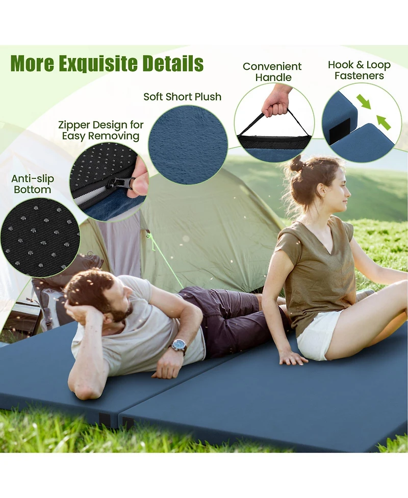 Akiudex Portable Memory Foam Camping Mattress with Plush Cover and Carry Bag