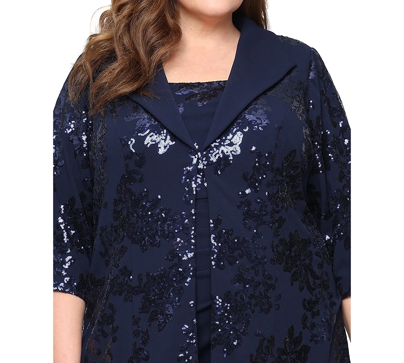 Alex Evenings Plus Short Stretch Scuba Crepe 3/4-Sleeve Jacket Dress