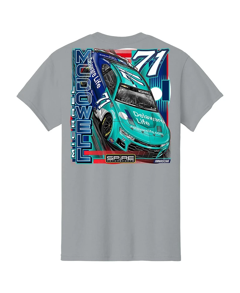 Spire Motorsports Men's Gray Michael McDowell Delaware Life Car T-Shirt
