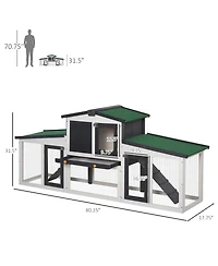 PawHut Large Rabbit Hutch with Double Runs, Wooden Guinea Pig Cage,
