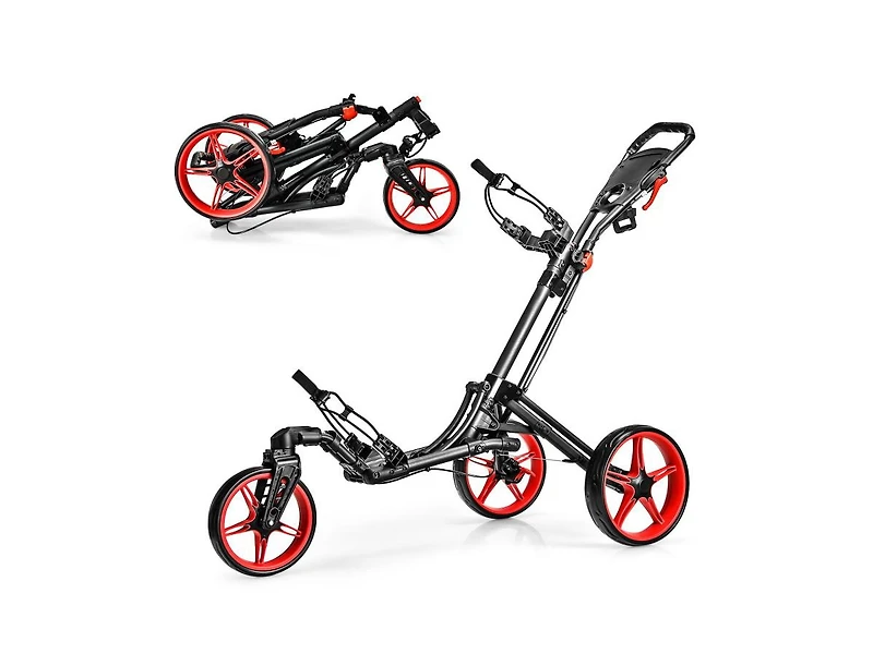 Akiudex Foldable Golf Push Cart with Adjustable Handle and Swivel Wheels