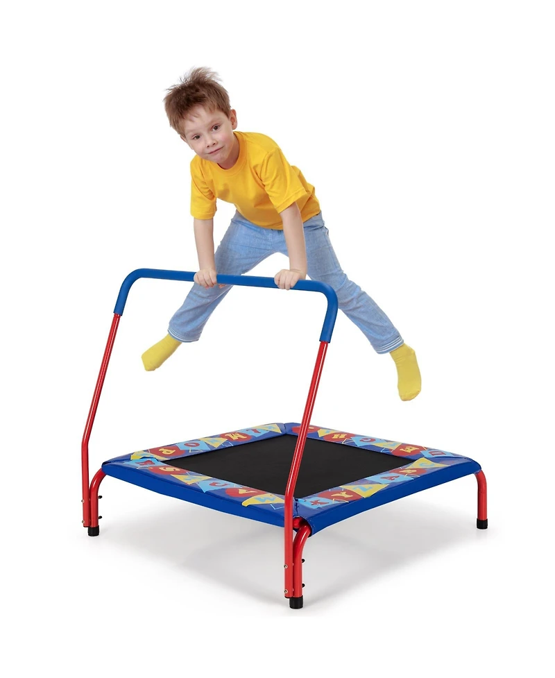 Akiudex Kids Trampoline with Safety Handle and Educational Cover for Indoor or Outdoor Use