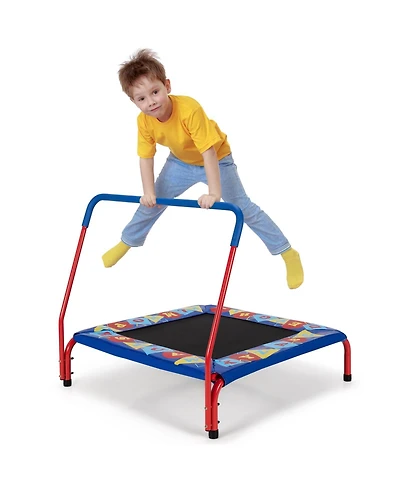 Akiudex Kids Trampoline with Safety Handle and Educational Cover for Indoor or Outdoor Use