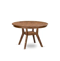 Luxe by East West Furniture 5-Pc Dining Set Of A Pedestal Kitchen Table, 4 Light Tan Fabric Kitchen Chairs