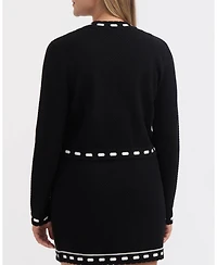 Ellen Tracy Women's Contrast Trim Cardigan