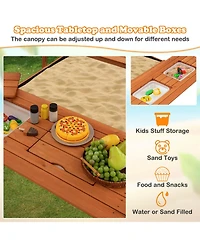 Wooden Sandbox with Lid Cover Kids Outdoor Play Equipment Gift for Ages 3+