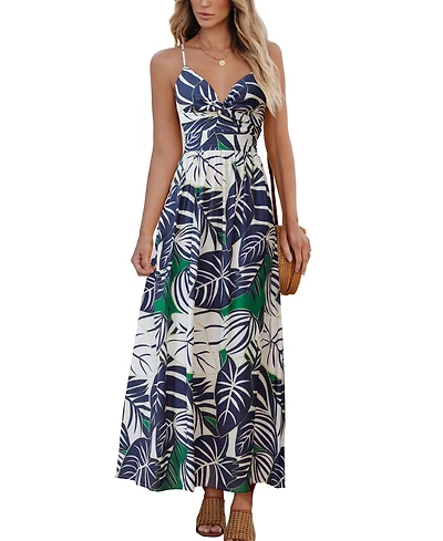 Cupshe Women's Twisted V Neck Casual Maxi Beach Dress