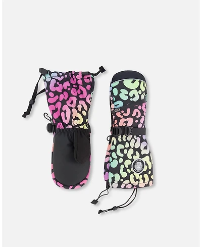 Deux par Girl Winter Mittens Teknik Rainbow Leopard