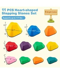 11 Pcs Stepping Stones with Full Non-Slip Edging for Children Indoor and Outdoor
