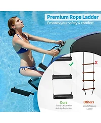Akiudex Inflatable Water Trampoline with Ladder and Anchor for Lake or Pool Fun