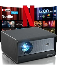 Elephas[1200 Ansi/Netflix-Licensed/30W Dolby Audio] Smart 4K Projector with WiFi and Bluetooth, Auto Focus, Portable Home Theater for Indoor/Outdoor