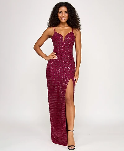 Seni & Cade Juniors' Sequin Power Mesh Gown