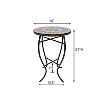 Jiallo Faux Rattan Basket Chair Set With Mosiac Accent Table