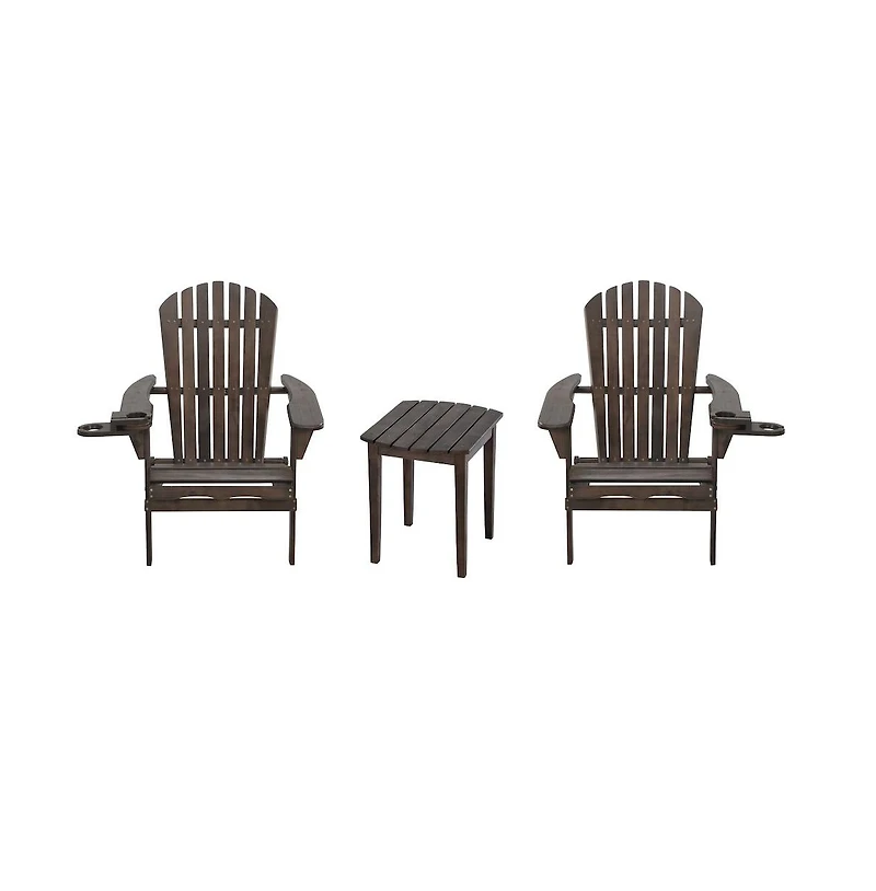 Jiallo Foldable Adirondack Chair With Cup Holder Bristro Set