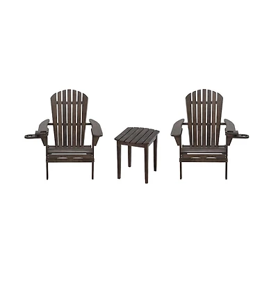Jiallo Foldable Adirondack Chair With Cup Holder Bristro Set