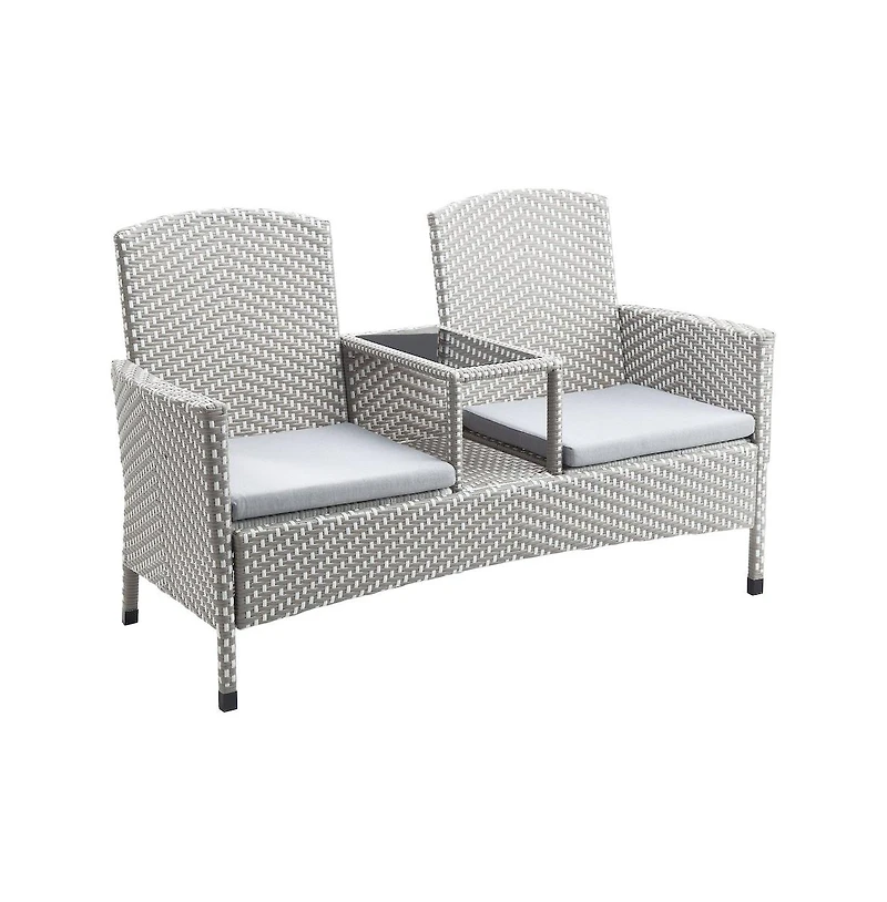 Enitial Star Azur Gray Metal Wicker Patio Conversation Loveseat