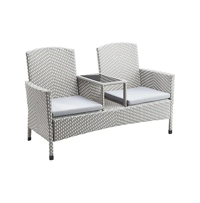 Enitial Star Azur Gray Metal Wicker Patio Conversation Loveseat