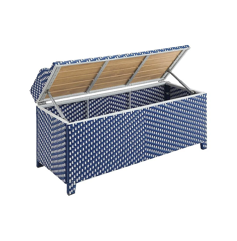 Enitial Star Azur Poolside Outdoor Wicker Metal Storage Bench