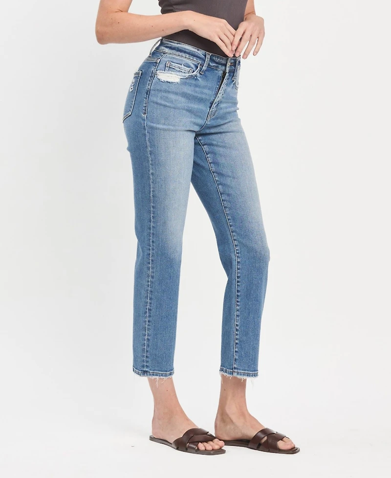 Vervet Women's High Rise Tapered Ankle Straight Jeans