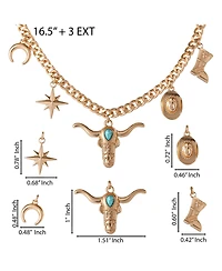 Jessica Simpson Western Charm Necklace in Gold-Tone with Turquoise Accent