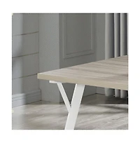 Roundhill Furniture Alwynn White and Natural Wood -Pc Dining Set