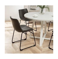 Roundhill Furniture Varna 5-Pc Round Dining Set, Trestle Dining Table with 4 Chairs, Antique Gray