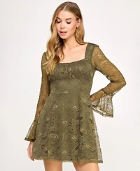 Seni & Cade Juniors' Long Sleeve Fit and Flare Dress