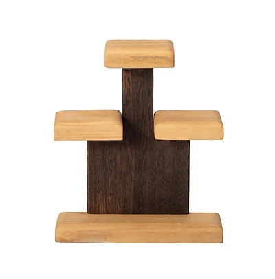 Vintiquewise 3-Tier Wooden Tabletop Jewelry Display Stand Rustic Organizer for Necklace Bracelet Watch Bangle Ring & Earring with a Sturdy Natural Woo