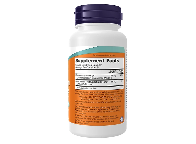 Now Foods Magnesium Glycinate with BioPerine ,180 VegCaps