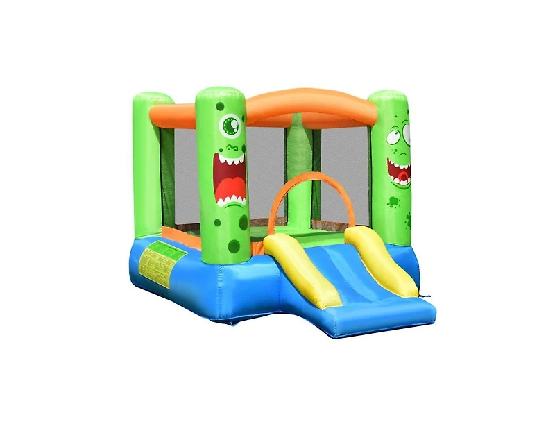 Akiudex Inflatable Bounce House with Slide Basketball Rim and Carrying Bag