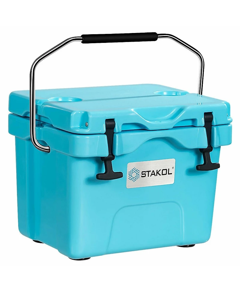Akiudex 16 quart 24-can capacity portable insulated ice cooler with 2 cup holders