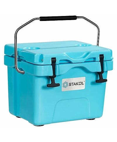 Akiudex 16 quart 24-can capacity portable insulated ice cooler with 2 cup holders