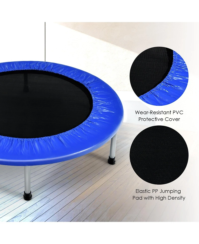 Akiudex Folding Fitness Trampoline with 32 Springs and Padded Edge for Indoor Exercise